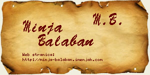 Minja Balaban vizit kartica